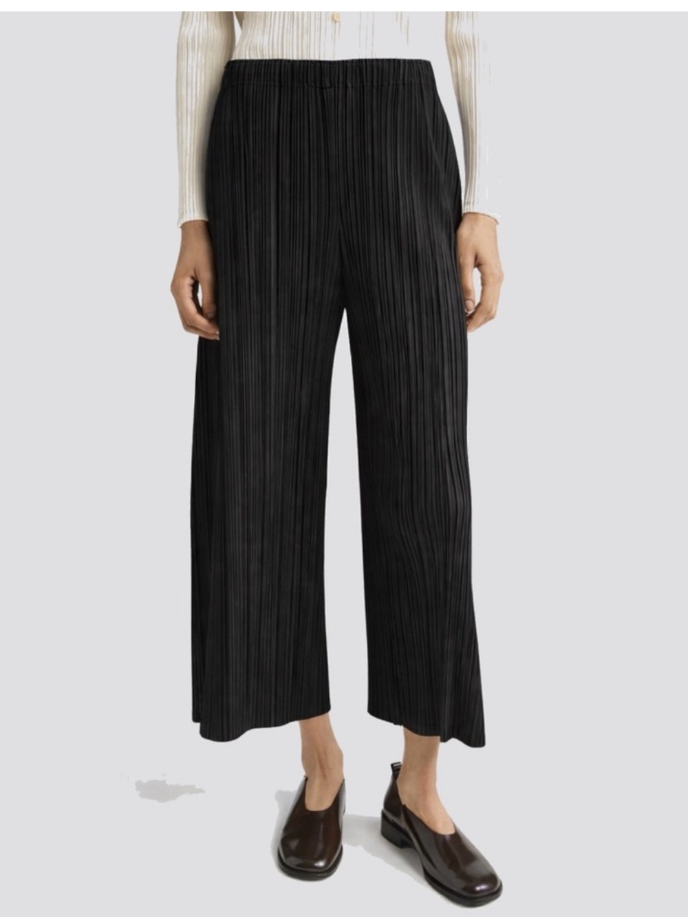 Joie Black Plisse Pleated Wide-Leg Pants